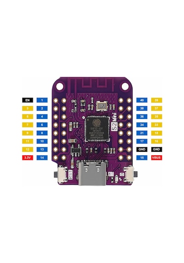ESP32 S2 Mini Geliştirme Kartı Wifi Type-C 240Mhz 4MB Flash 2MB PSRam MicroPython Wemos