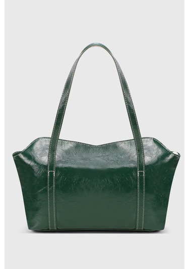 Rugan Yeşil Kapaklı Bowling Omuz Çantası 270 Rugan Yeşil