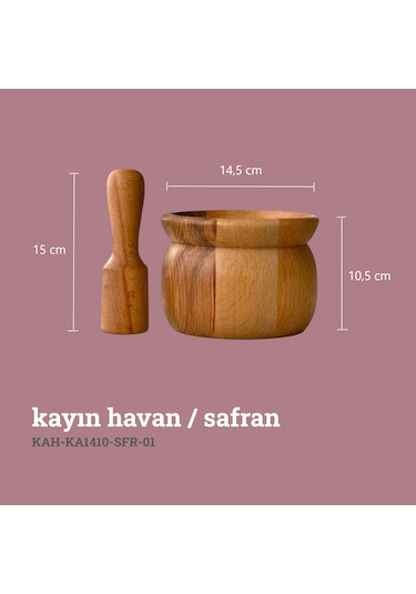 Kaf Ahşap Kayın Havan / Safran