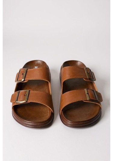 Wt 55201 Rahat Tabanlı Unisex Yazlık Günlük Hafif Tokalı Terlik Taba