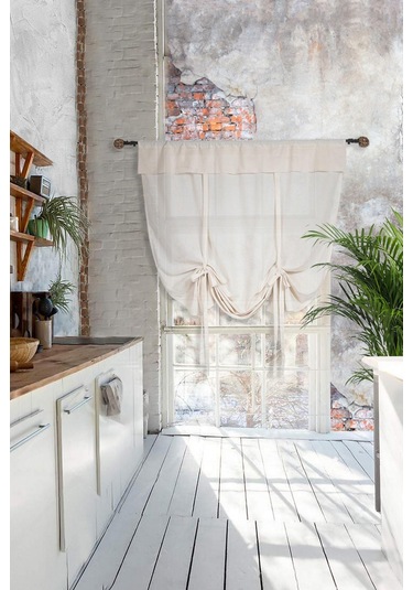 Naturel Potlu Perde Retro Krem