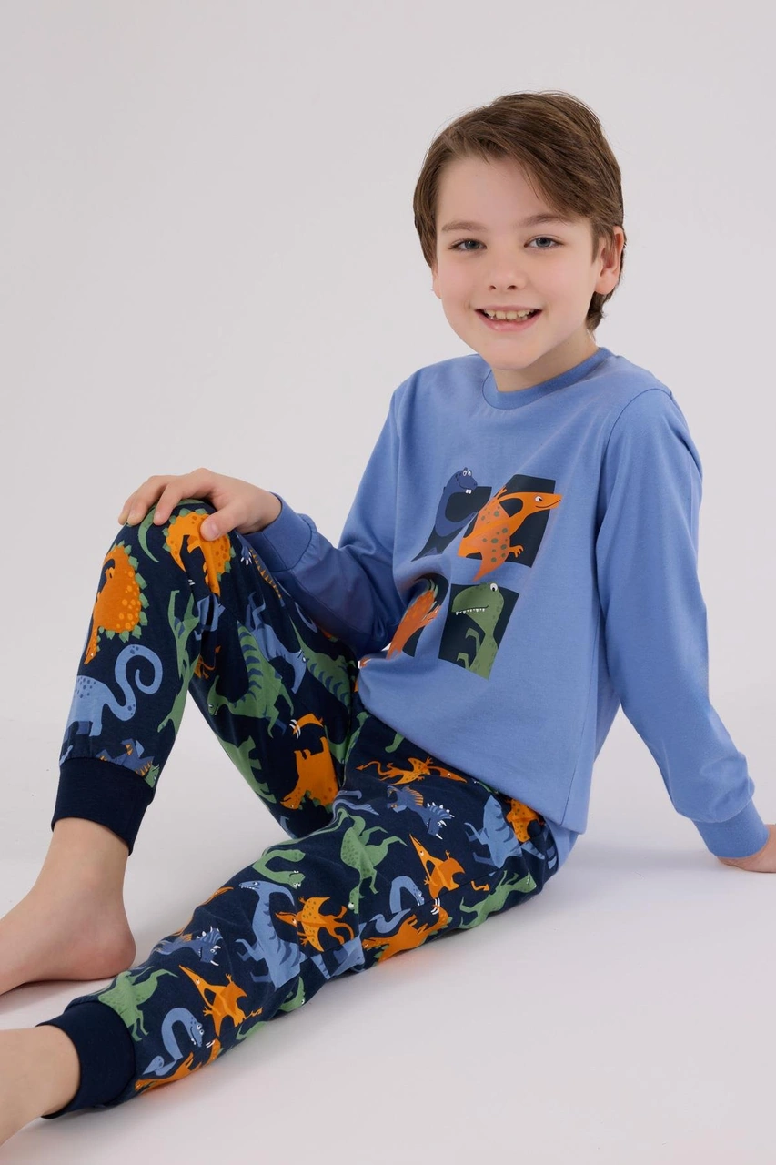 Rolypoly Erkek Çocuk Uzun Kol Pijama Takım Açık İndigo-1741 İndigo
