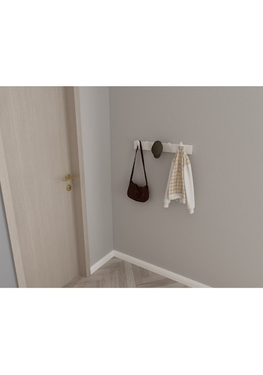 Hepsi3boyutlu Modern Duvar & Kapı Kanca Askılık - 5 Adet Beyaz Kanca Askılık - Model No : 5 Beyaz