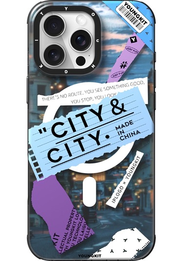 İphone 15 Pro Max Uyumlu Kılıf Magsafe Şarj Özellikli Youngkit A-city Serisi Kapak Mavi