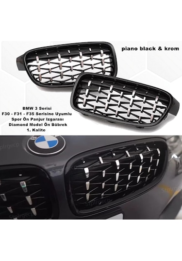 Bmw F31 3 Serisi Diamond Ön Panjur Izgara Böbrek PianoBlack-Krom