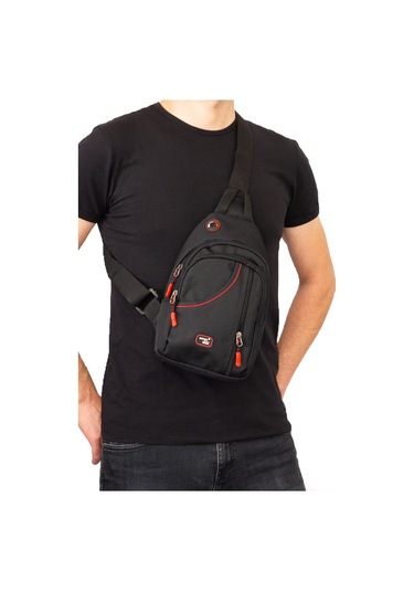 Seventeen Tek Omuz Askılı Çapraz Kadın Erkek Sırt Omuz Göğüs Çantası Bodybag Siyah Kırmızı 74 Kırmızı - Siyah