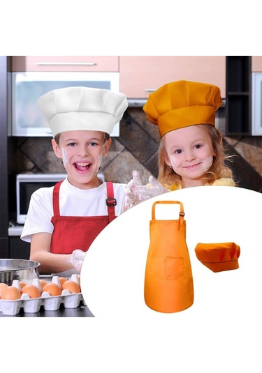 Suntek Çocuk Önlüğü Chef Şapka Seti Crafting Pişirme