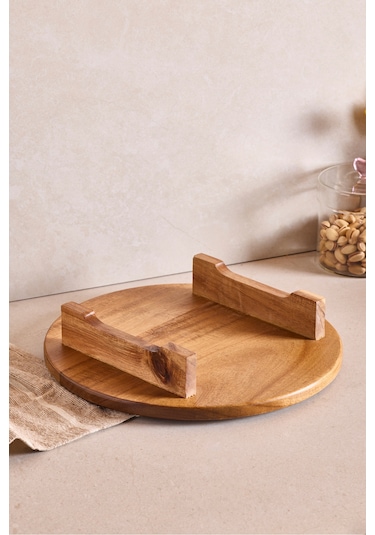 Akasya Yuvarlak Ayaklı Doğrama Tahtası 30 Cm Kahverengı Kahverengi