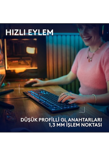 Logitech G915 X Düşük Profilli Rgb Aydınlatmalı Gl Brown Pc/mac Için Kablolu Ingilizce Q Mekanik Oyun Klavyesi, Siyah