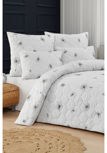 İbiza Çift Kişilik Kapitone Dolgulu Pike 4 Mevsim Petek Dsn Yastık Kılıfı Dahil 200x230cm Beyaz