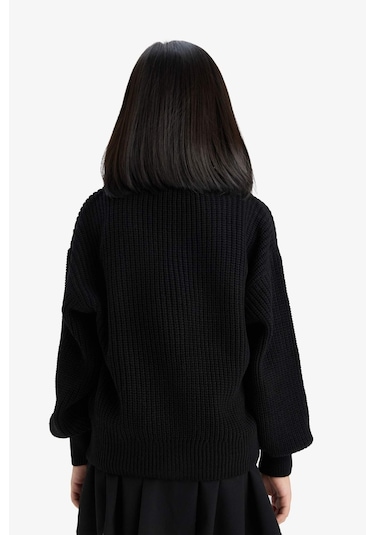 Defacto Kız Çocuk V Yaka Düğmeli Triko Hırka A2298a825aubk27 Siyah