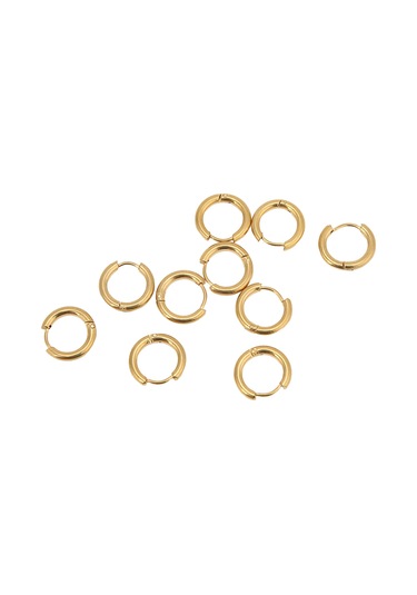 Moveevo Stainless Steel Gold Hoop Earrings 10 Adet/paket - Dıy El Sanatı İçin Uygun, 2.5mm Çap Ve 10mm İç Çap İle Dayanıklı Tasarım Diğer