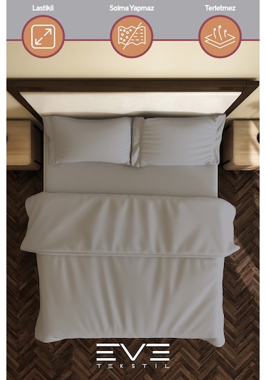 Eve Tekstil %100 Pamuk Ranforce Çarşaflı Yastık Ve Yorgan Kılıflı Çift Kişilik Nevresim Takımı 200x220 Cm Pembe