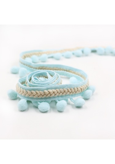 25 Adet Mzf3.5mq Ulusal Stil Kürk Top Dantel Kemer Dıy Giyim Aksesuarları, Uzunluk: 22.86m, Genişlik: 3.5cm Açık Mavi