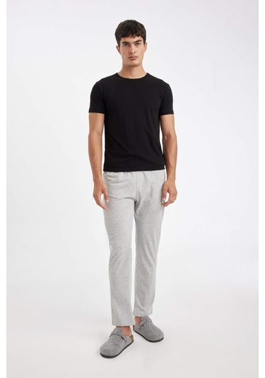 DeFacto Slim Fit Dar Kesim Bisiklet Yaka Kısa Kollu Pijama Üstü L4885AZ24WNBK27