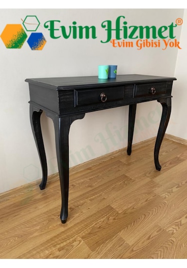 100 Cm Çekmeceli Siyah Eskitme Dresuar & Makyaj Masası Siyah