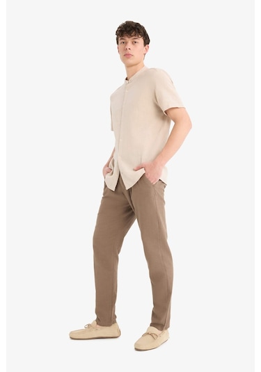 DeFacto %100 Pamuk Keten Görünümlü Pantolon Beli Lastikli Slim Fit Dar Kesim Cepli Düz Paça D2671AX25SMBN534 DeFacto %100 Pamuk Keten Görünümlü Pantolon Beli Lastikli Slim Fit Dar Kesim Cepli Düz Paça D2671AX25SMBN534