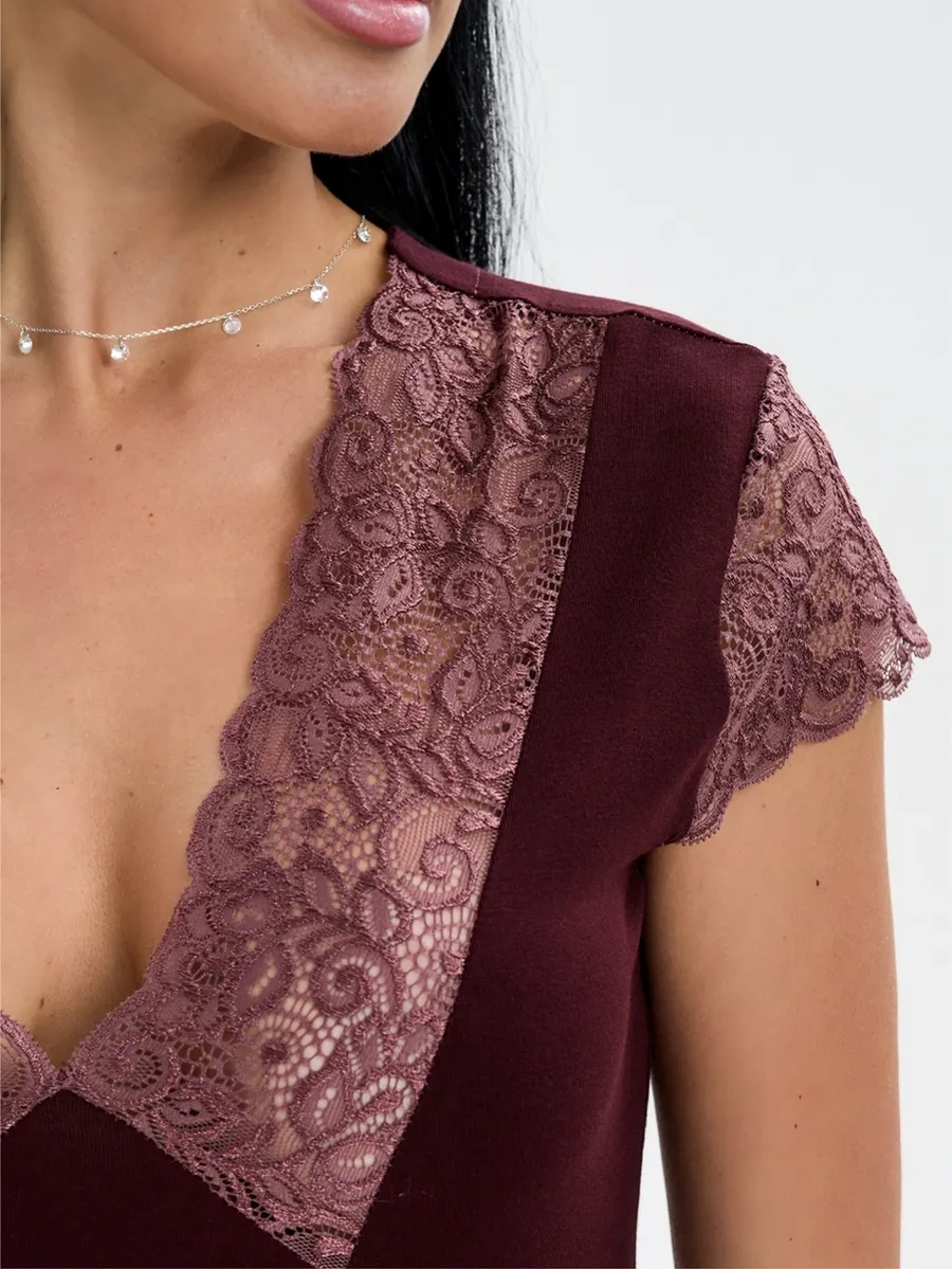 Bol'sie Razmery Sarliz Plus Dantel Detaylı Uzun Viskon Büyük Beden Gece Elbisesi 329640552 Çikolata