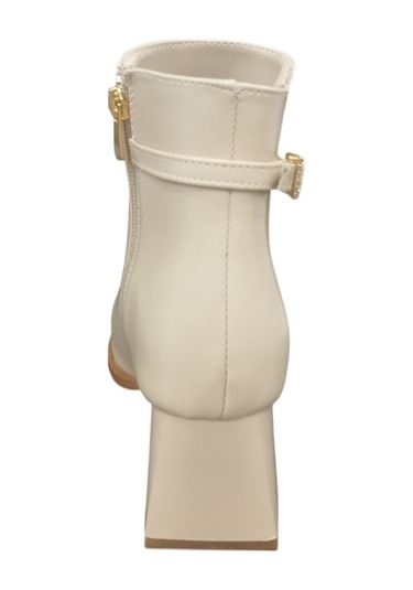 Ventes 120861z Küt Burun Fermuarlı Tokalı 6 Cm Kalın Topuk Günlük Şık Kadın Bot Ten