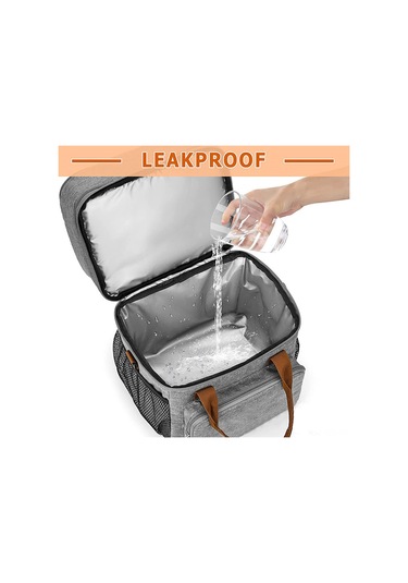 Yaozixa Siyah Çift Katlı Isı Saklama Çantası, Su Geçirmez, Leak-proof, Spor/ Piknik/ Öğle Yemeği İçin, 26x18x28cm Oxford Kumaşı Siyah