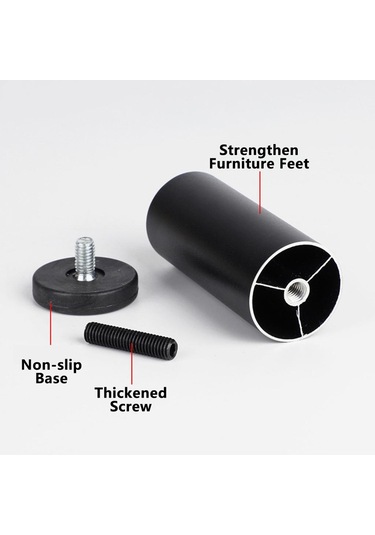 Suntek 4 Adet Alüminyum Alaşımlı Mobilya Ayakları Siyah-12cm Çok Renkli