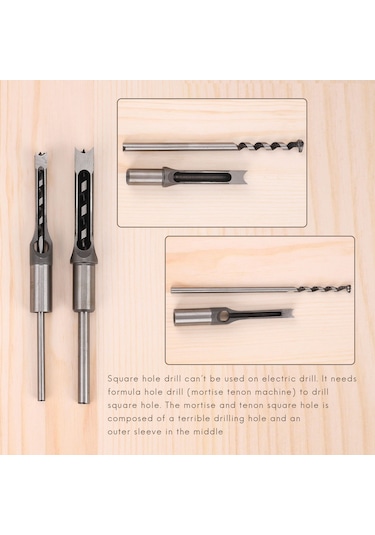 Sointeresting 10mm/16mm Kare Delikli Mortiser Matkap Ucu Mortising Keski Ağaç İşleme Elektrikli Matkap Aletleri