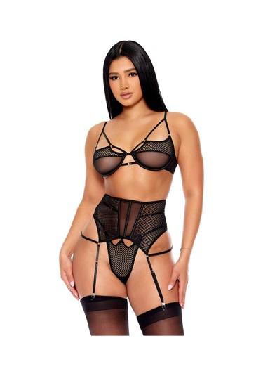 New Dreams Modern Şık Rahat Dikkat Çekici Tüllü Çoraplı Siyah Tasarım Jartiyer Gecelik Siyah