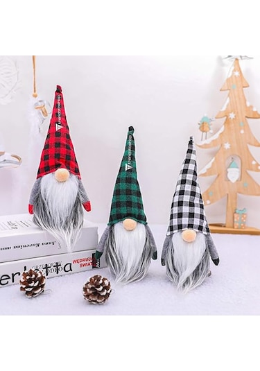 3 Lü Gnome Dekorasyon Seti, Sevimli Peluş Gnome Noel Hediyesi