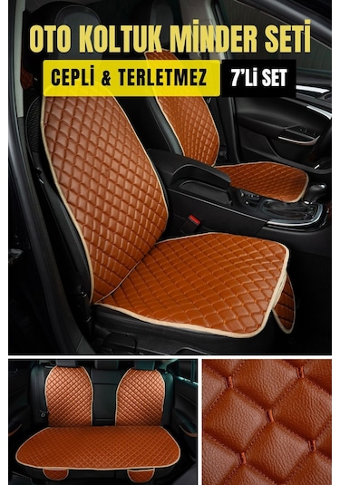 Deri-vinil Oto Minder Seti Taba 7 Parça