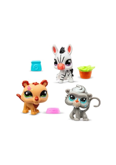 Littlest Pet Shop Minişler 3 Lü Figür Seti S2 05974 Zebra - Aslan - Maymun