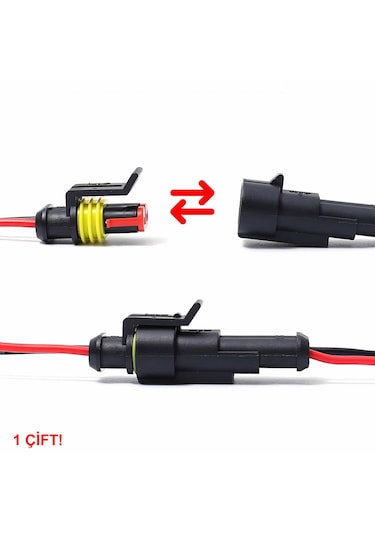 2 Pin Kablolu Su Geçirmez Konnektör Çift Ip65 200mm Kilitli