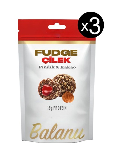 Fudge Fındık Kaplı Çilekli & Bademli Meyve Topları 110gr X3 Adet