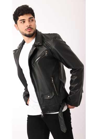 Stil Kombin Kuzey Beli Kemerli Suni Deri Ceket Bl 1261(553208203)