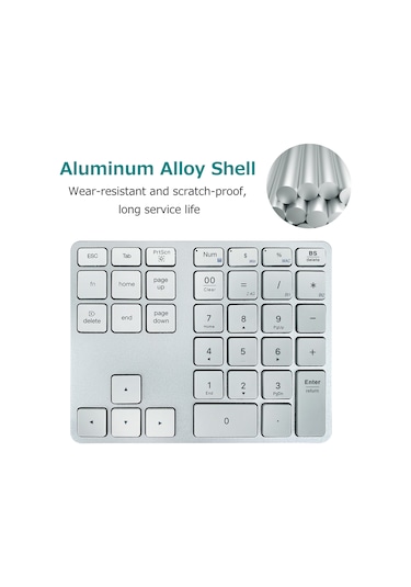 Maiyame Kablosuz 2.4g+bt5.0 İkili Mod 35 Tuşlu Rakam Klavyesi, Alüminyum Kasa, 300mah Şarjlı Pil, Muhasebe/finans İçin Siyah Diğer