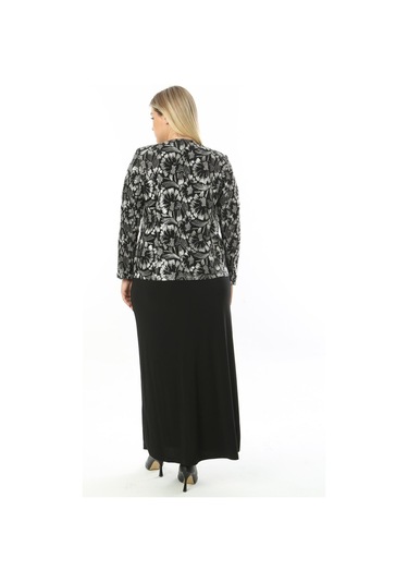 Büyük Beden 3809 Siyah Altın Ceket+elbise Takım 001