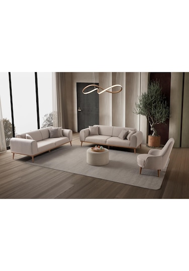 Rebull 3+3+1 Koltuk Takımı Sütlü Kahve