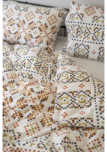 Cotton Collection Kışlık Pazen Tek Kişilik Nevresim Seti Boho Pearl Renkli
