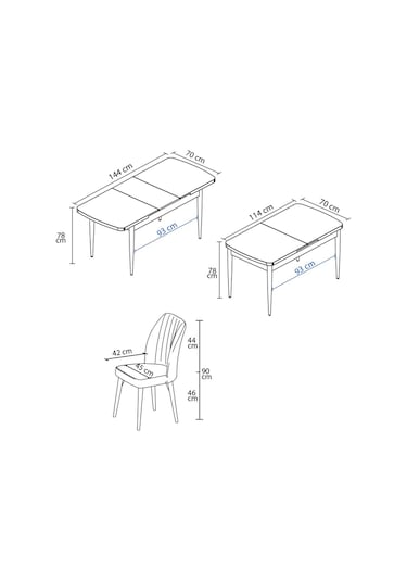 Bara Siyah Mermer 80x132 Açılabilir Sunta Masa Yemek Odası Takımı, Mutfak Takımı 6 Adet Sandalye Yeşil