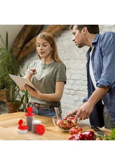 Trendooze 6lı Hava Geçirmez Kırmızı Tuz Karabiberlik Gaojunshop01 Kamp Piknik Kırmızı