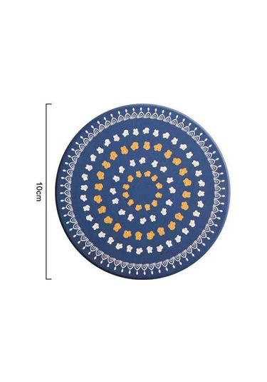 Homyl Tezgah Ev Yemek Masası Için Yuvarlak Placemat Çapı 10cm Koyu Mavi
