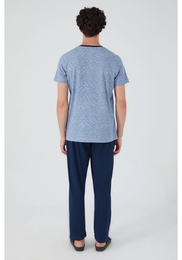 Arnetta 2532 Erkek Kısa Kol Pijama Takım Indigo Mavi Indigo - Mavi