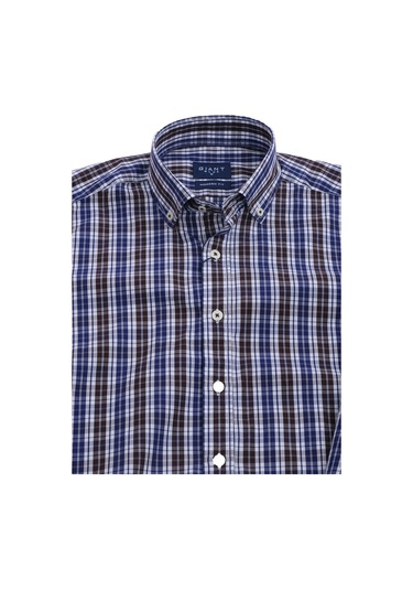 Giant Erkek Uzun Kol Kareli Gömlek - Modern Fit Günlük İş Lacivert