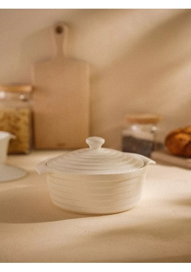 Sl Home Seramik Fırın Kabı Kapağı İle 1,57 Lt 201313924 Beyaz