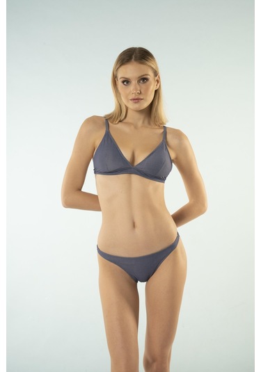 Estiva Bantlı Toparlayıcı Üçgen Bikini Takımı - Petrol