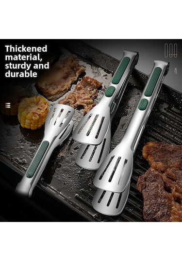 Geeroyoo Ticari Kaliteli 304 Paslanmaz Çelik Gıda Klasması - Kore Stili Barbekü, Izgara Ve Biftek Kullanıma Uygun Üç Çizgili Orta Boy Klasma