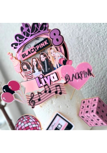 Blackpink Temalı Kız Çocuk Doğum Günü İsme Özel 3d Pasta Parti Süsü Seti Cake Topper Çocuk