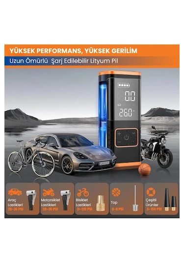 Enshall 5588 5400 Mah+şarjlı Çakmaklıklı Taşınabilir Kompresör