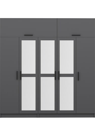 Minar Kale 5 Kapaklı 3 Aynalı 2 Ç Dolap Ve Yüklük Antrasit 255cm