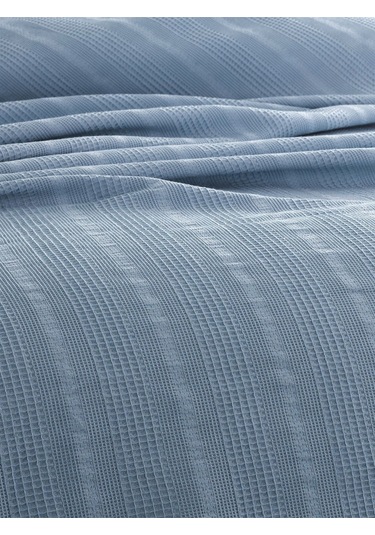 Çift Kişilik Waffle Pike 210x230cm, %100 Pamuk, Petek Tasarım, Mavi Mavı Mavi