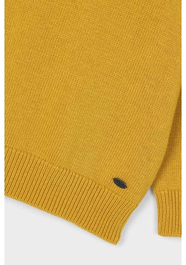 Erkek Çocuk Bisiklet Yaka Basic Triko Kazak - Hardal Sarı